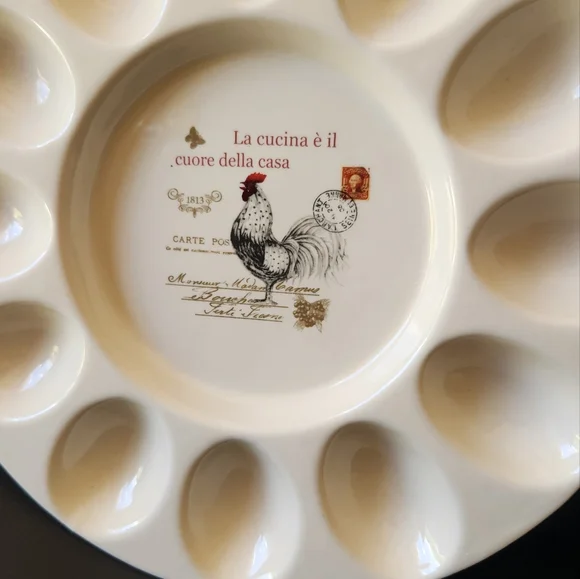 Vtg Maison Du Provence Rooster Ceramic Egg Serving Tray - Picture 8 of 10